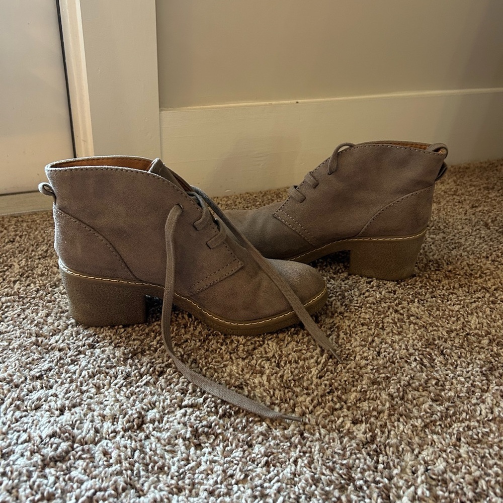 Merona Women's Lace-Up Taupe Heeled Boots